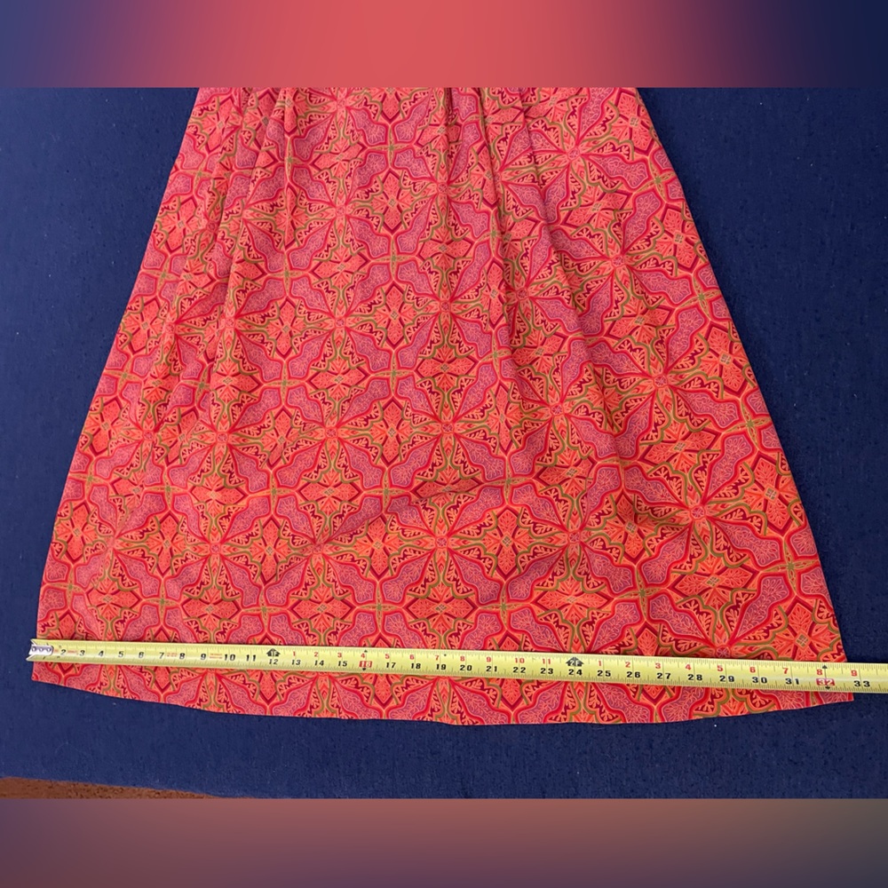EVAN- PICONE rusty orange & red 100%silk pleated midi-maxi pencil skirt Vintage - Picture 11 of 16